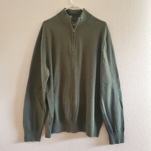 Eddie Bauer Men's Olive Color Zip-Up Long Sleeve Sweater